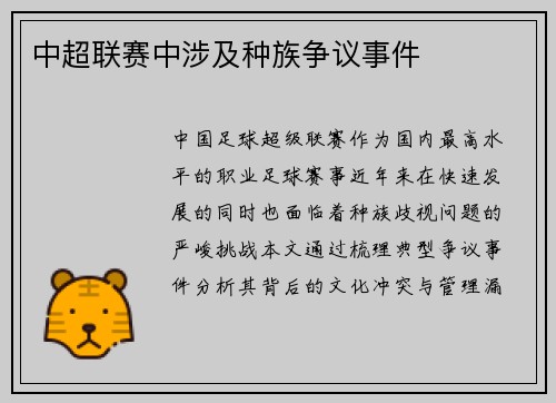 中超联赛中涉及种族争议事件